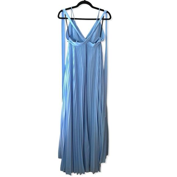 Michael Costello X Revolve Ale Gown light blue pleated maxi wedding sz S $258 - Picture 10 of 14